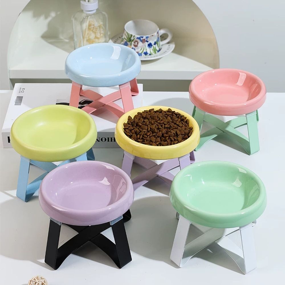 리멤버셀 도자기 고양이 강아지 물그릇 pecolo무광옐로우 A. 과일 녹색 역류 단일 그릇 - 상세 이미지 2
