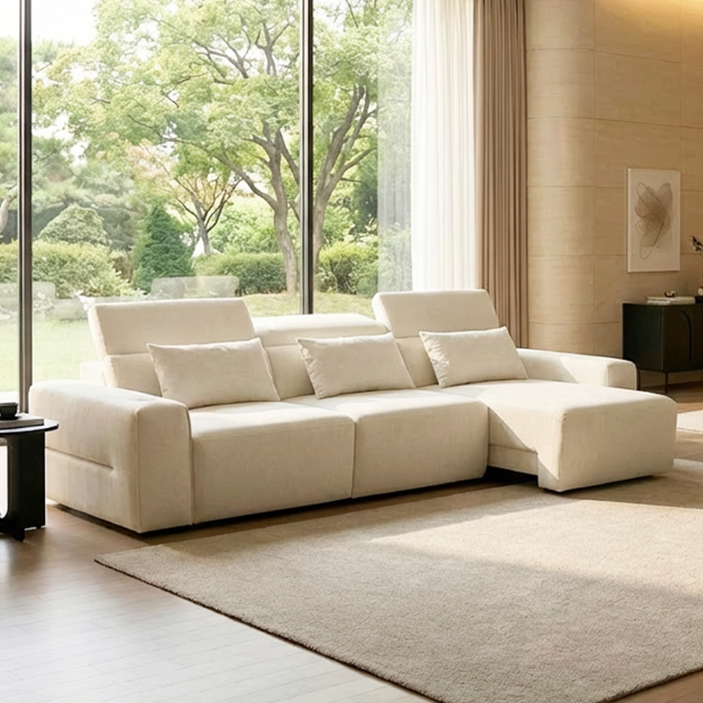 세인트블랑 릴렉시아 슬라이드 모션 아쿠아텍스 리클라이너 패브릭 소파 sk 아이보리, 4인용