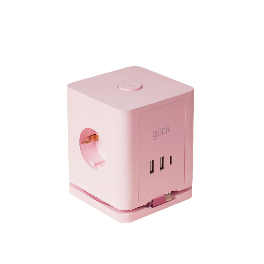 지클릭커 멀티마스터 롤플러스 큐브 3구 고용량 4000W C타입 USB 멀티탭 LP706PD 핑크 - 상품 이미지