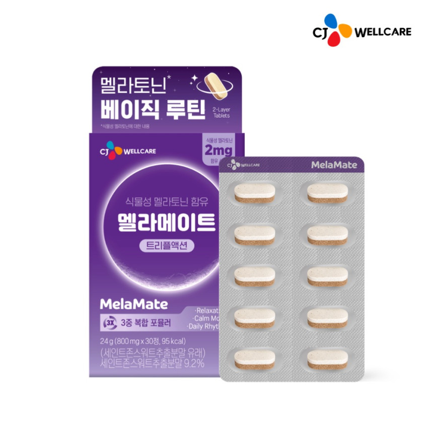 CJ 멜라메이트 트리플액션 식물성 멜라토닌 2mg 30정, 1개