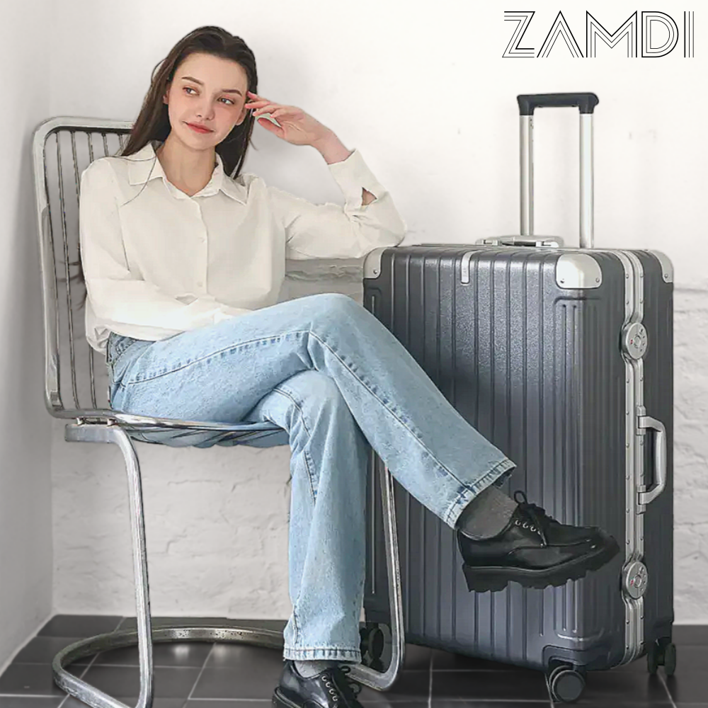 잠디 방탄 여행용 캐리어 금고형 대형 폴리카보네이트 캐리어 여행가방 24인치 (65cm), 라벤더핑크