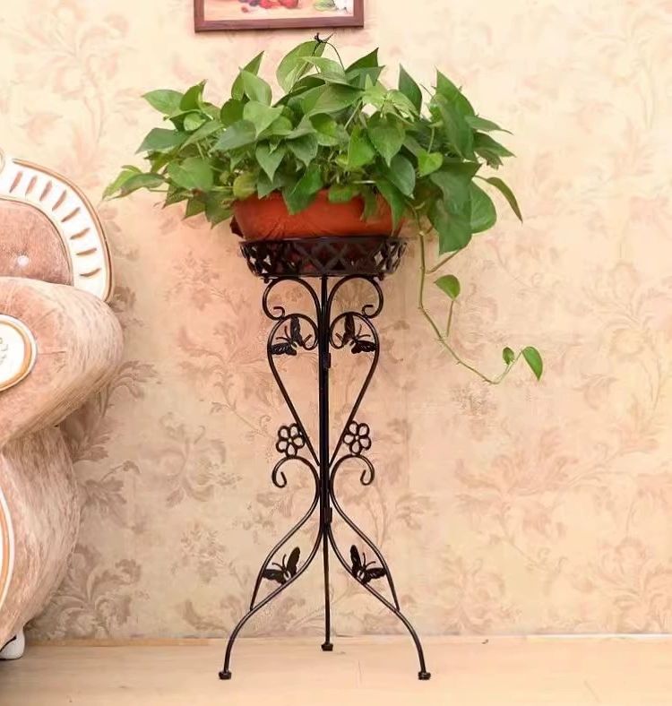 화분 받침대 철제 스탠드 빈티지 원형 베란다 가드닝 보강 블랙 60cm - 상세 이미지 2