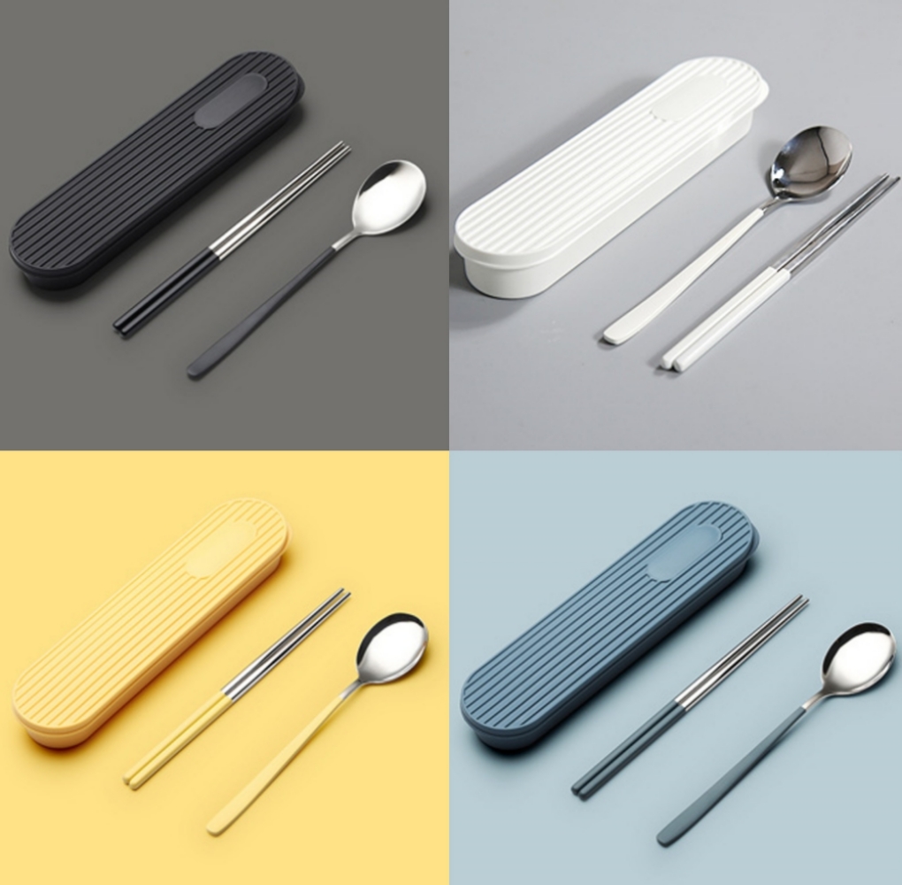 도시락 수저통 휴대용 수저 케이스 세트 무소음 오픈형 어린이 성인 제품 이미지
