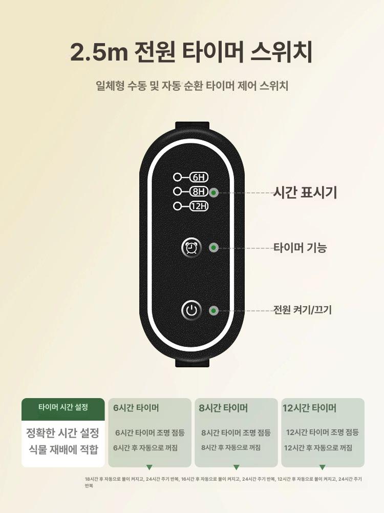 성장 조명 반려 화초 다육 재배 햇빛 광합성 촉진 전구 수동 스위치 0.55m10W 미끄럼 1㎡ A - 상세 이미지 5