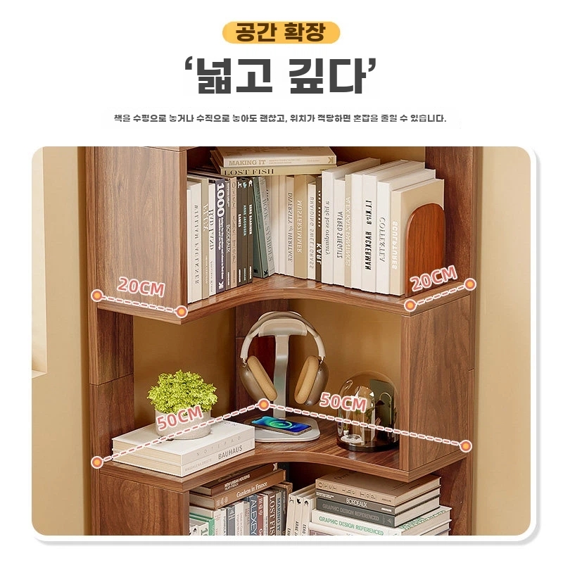 원목코너장 카페 사이드 공간 30x30x180cm오크 캐비닛 A. 5050170CM 월넛색 - 상세 이미지 3