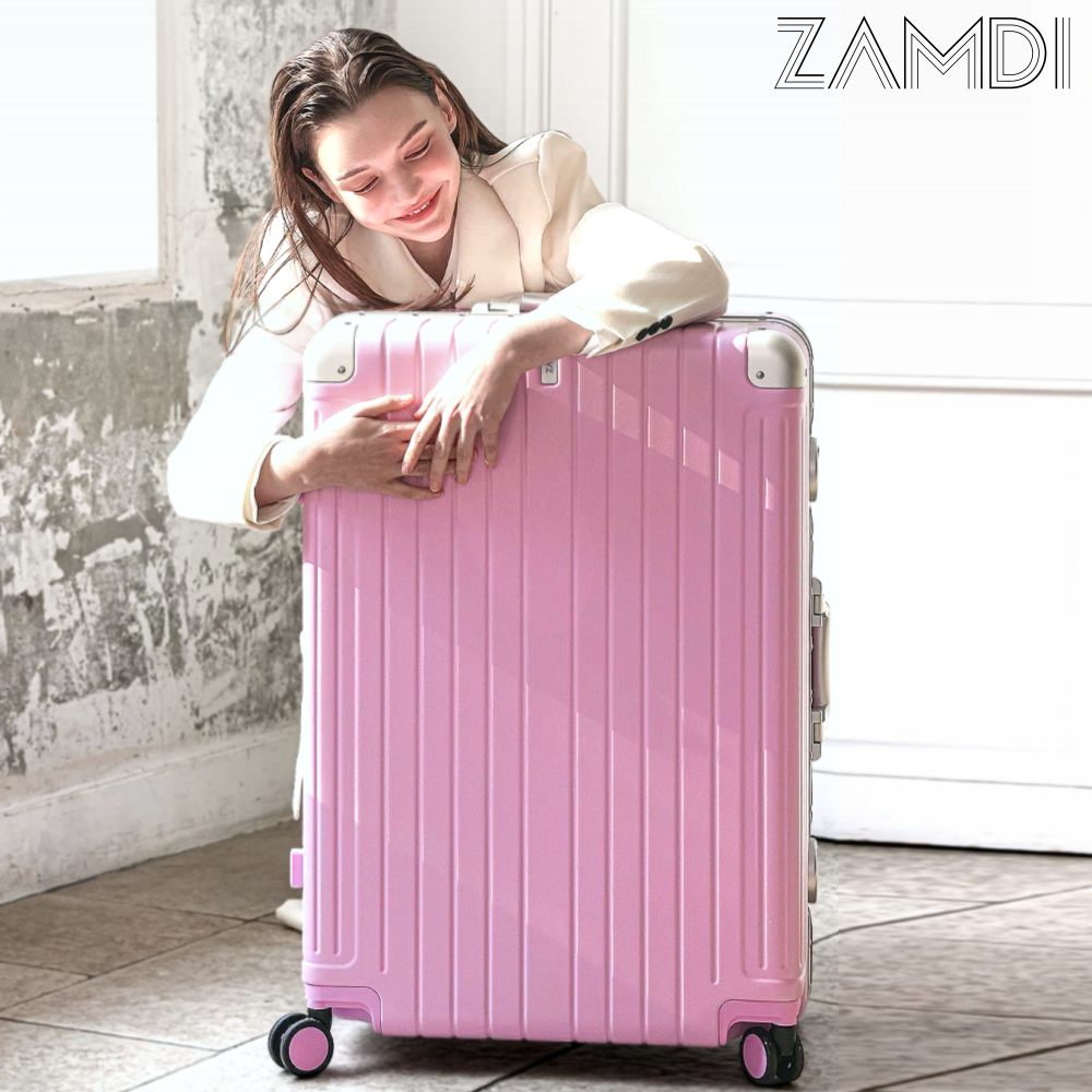 잠디 방탄 여행용 캐리어 금고형 대형 폴리카보네이트 캐리어 여행가방 24인치 (65cm), 라벤더핑크