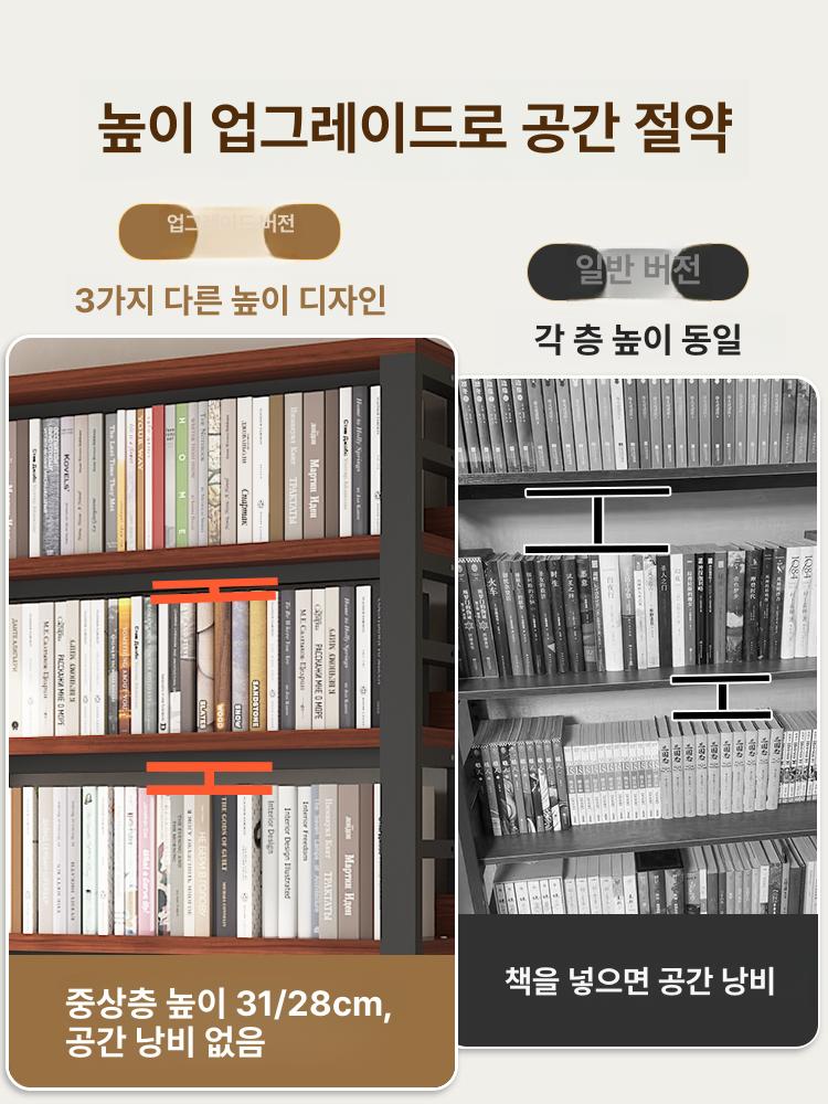 책꽃이 대형 서재 6단 진열 철제책장 사무실 상품 선반 웜 화이트 7칸 120 x 30x222 - 상세 이미지 3