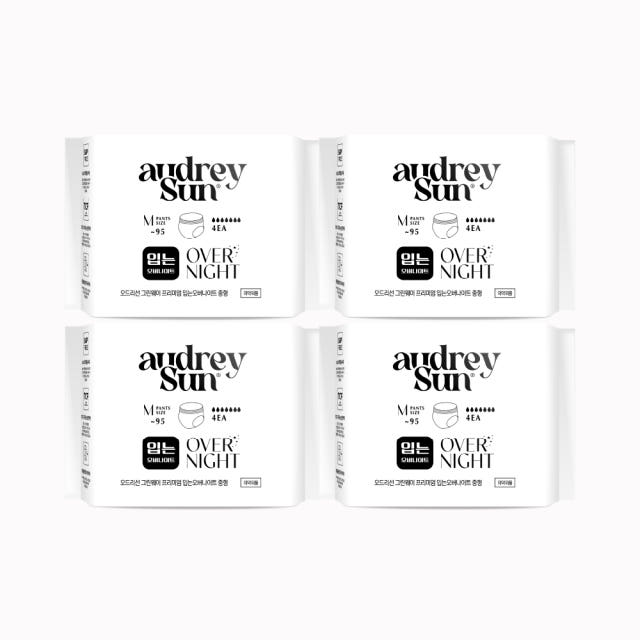오드리선 그린웨이 입는오버나이트 팬티형생리대 유기농 순면 중형 4pcs