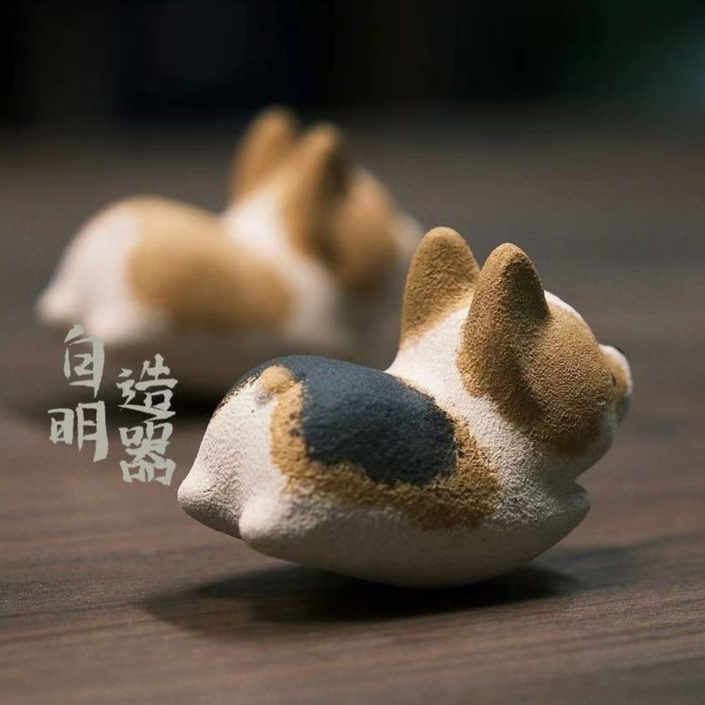 리멤버셀 웰시코기 도자기 인형 핸 A. 노란색과 흰색의 꼬마 페이지 절묘한 선물 상자 포장 - 상품 이미지