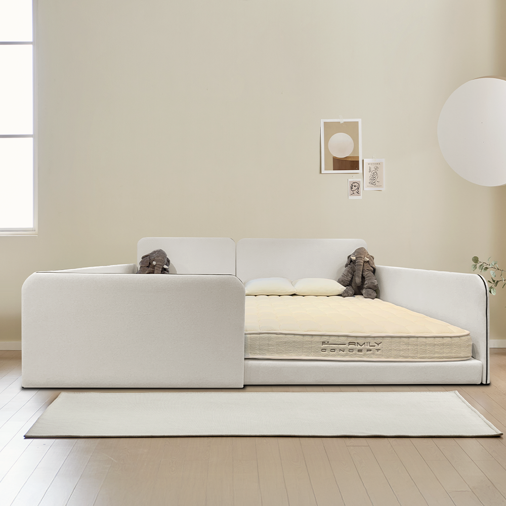 패밀리컨셉 노블 저상형 패밀리침대 기능성 패브릭 SS+Q(1100+1500mm) 갤럭시 - 상품 이미지