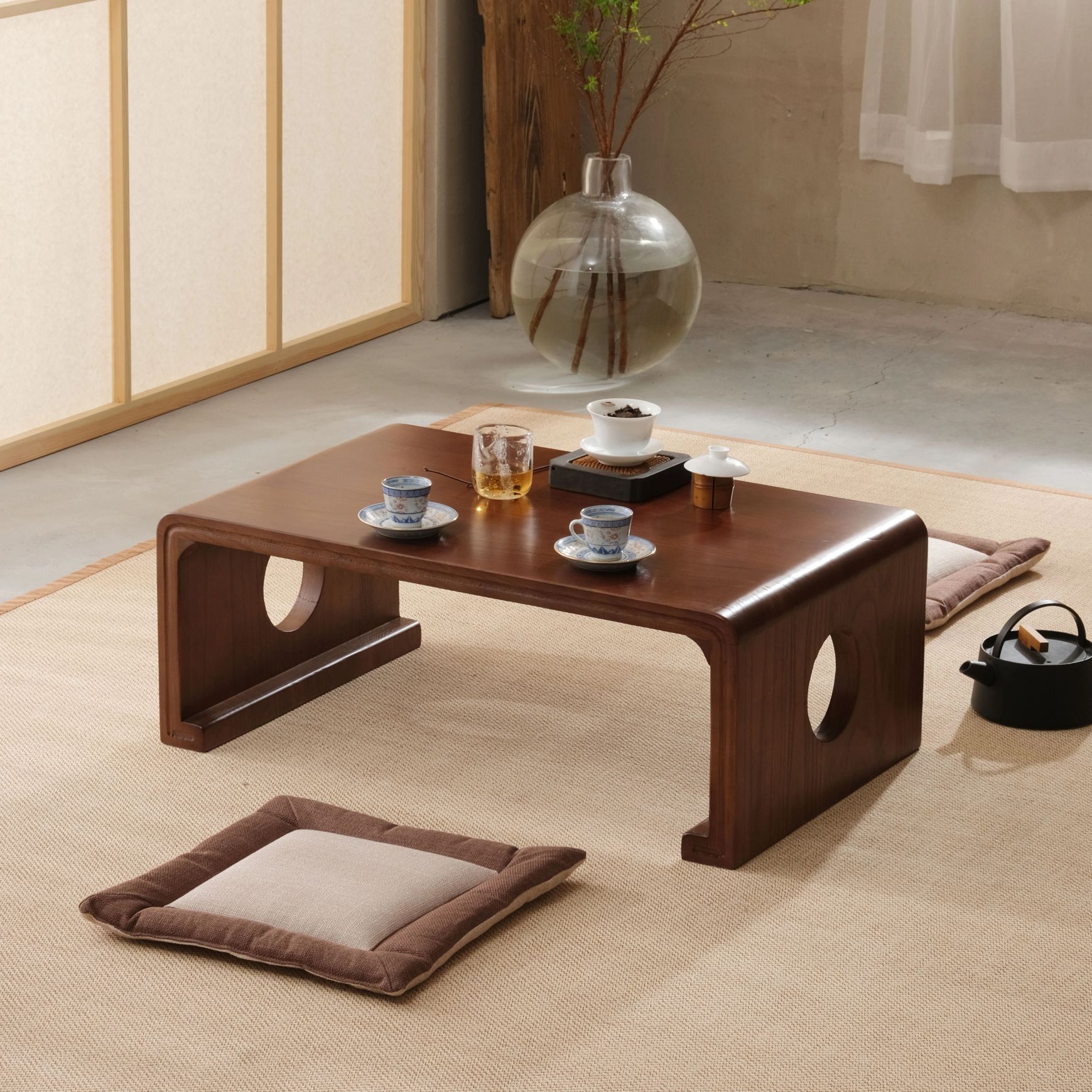 오동나무 손님상 좌식테이블 차콜솔 거실 티테이블 다용도 50 x 40x30 월넛 완전 조립 완료 - 상품 이미지