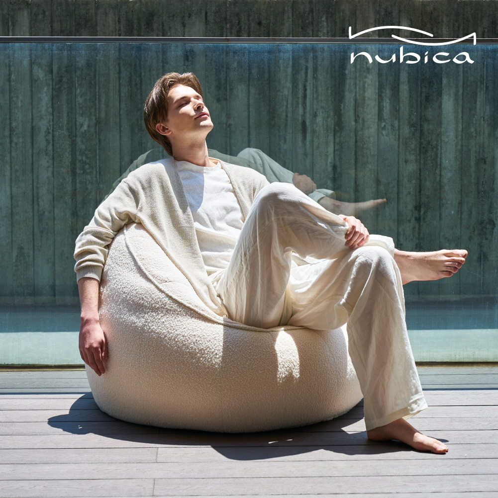 빈백소파 1인용  부클 감성컬러 누비카 프리미엄 빈백 크림클라우드(Cream Cloud)