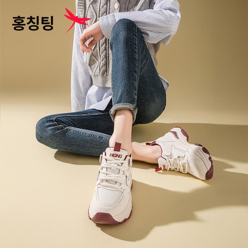 키높이 발편한 콘서트 스탠딩화 속굽 디자인 여자 가벼운 베이지레드 35 - 상세 이미지 3