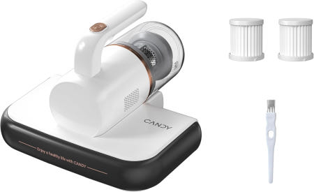 [해외]캔디 매트리스 진공청소기 UV 살균 HEPA 필터 350W 침대 카펫 소파 먼지 및 반려동물 털용 항 세척 가능한 플리터가 포함된 0.4L 컵 자동 자외선 차단 과열 Whi