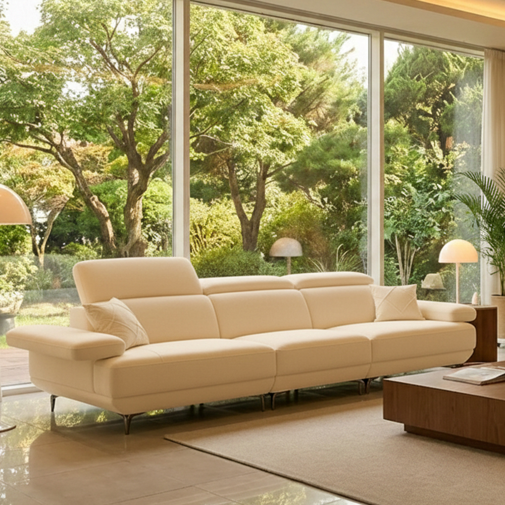 세인트블랑 퓨어케어 이지클린 패브릭 모듈형 스윙소파 sk 스툴미포함, 아이보리, 4인용