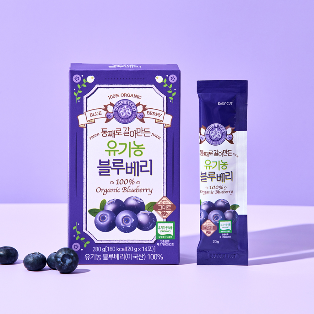 홀베리 통째로 갈아만든 유기농 블루베리 과육이 느껴지는 리얼 블루베리 14포, 2개 이미지 2