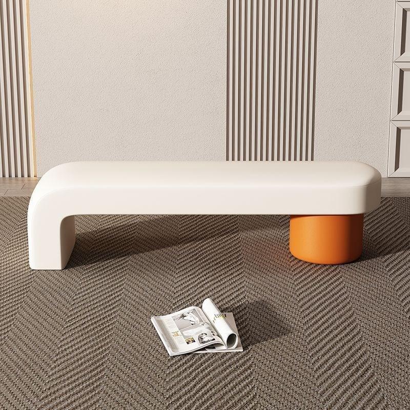 현관 벤치 엔틱 디자인 쥬얼리샵 의자 카페 대기 피팅룸 오렌지 오프화이트 120 x 40x43 - 상세 이미지 3
