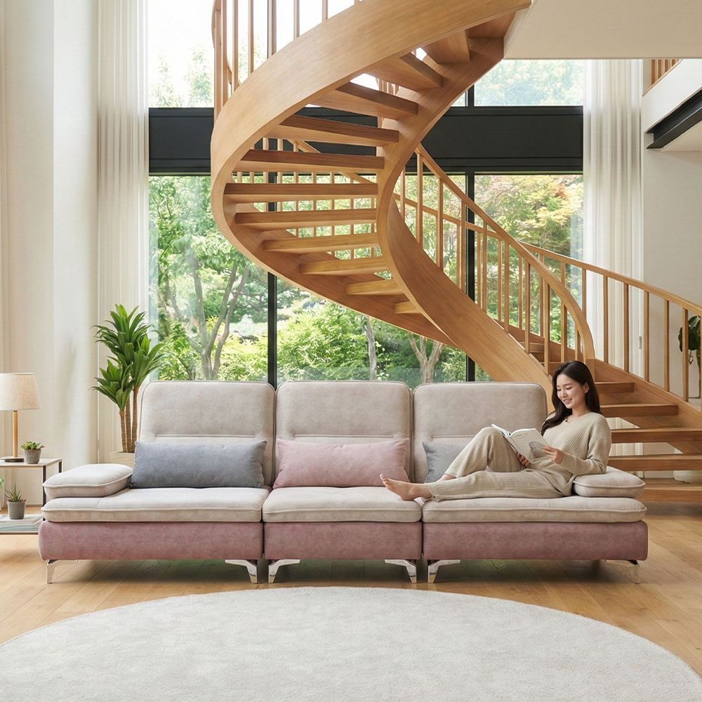 바이미 이지클린 아쿠아텍스 패브릭 모듈 코너 스윙 소파 sk 핑크, 4인용