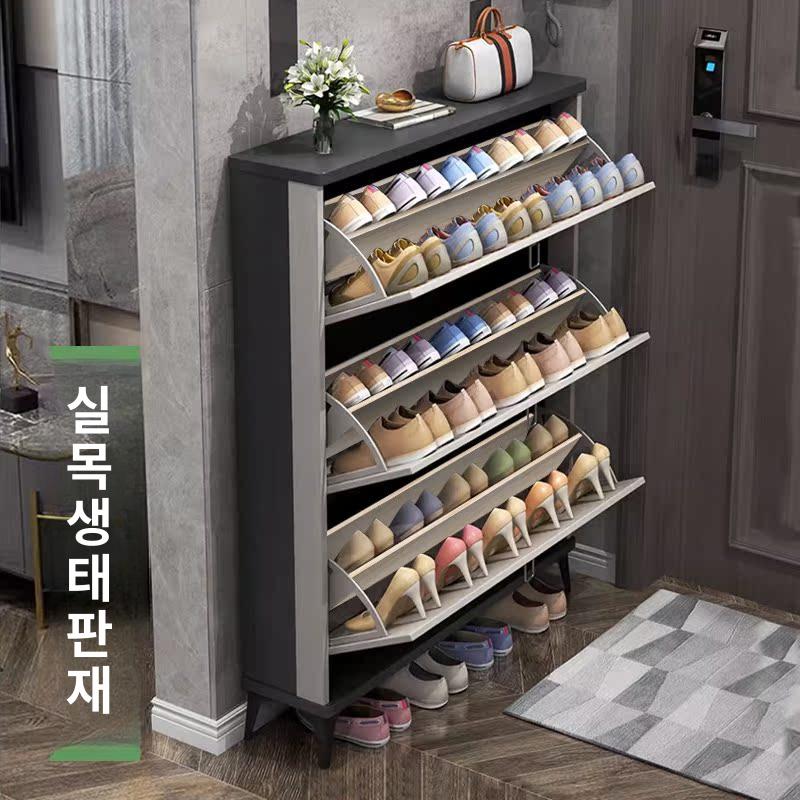 슬림 틈새 수납 좁은 수납장 현관 벤치형 현관인테리어 그레이 50길이 17두께 118높이 자가 설치 - 상세 이미지 3