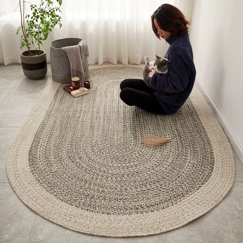 라탄 타원형 러그 인테리어 거실 대형 먼지없는 수초 R9 양모 오벌 1200mm x 1800mm - 상품 이미지