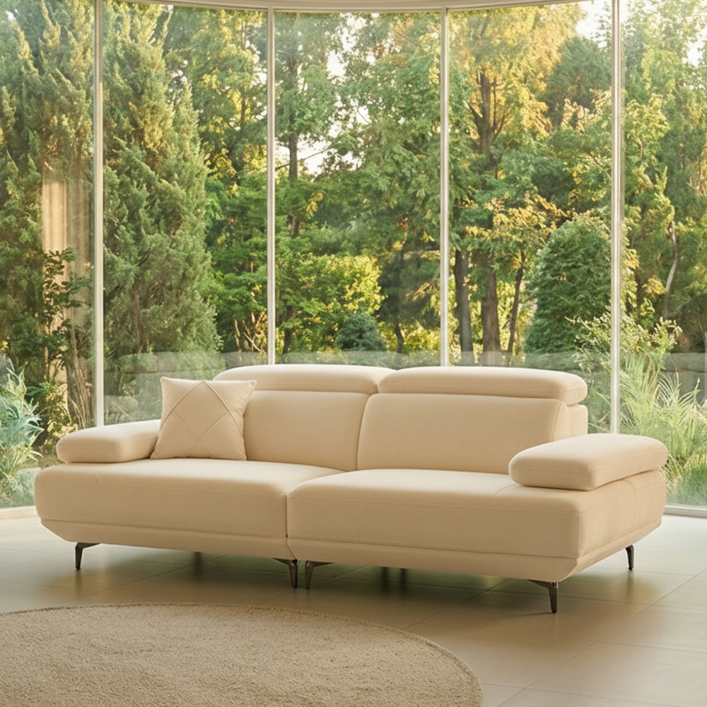 세인트블랑 퓨어케어 이지클린 패브릭 모듈형 스윙소파 sk 스툴미포함, 아이보리, 3.5인용