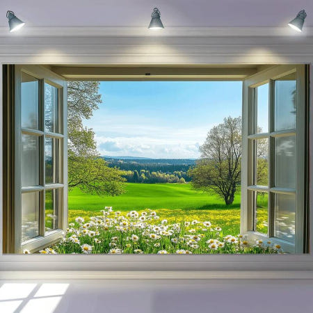 Spring Window View 고급스러운 태피스트리 - 자연의 매력과 신선한 느낌을 지닌 경치가 좋고 고요하며 독특한 가정 장식에 적합합니다. 2 ZYQ-250329000094