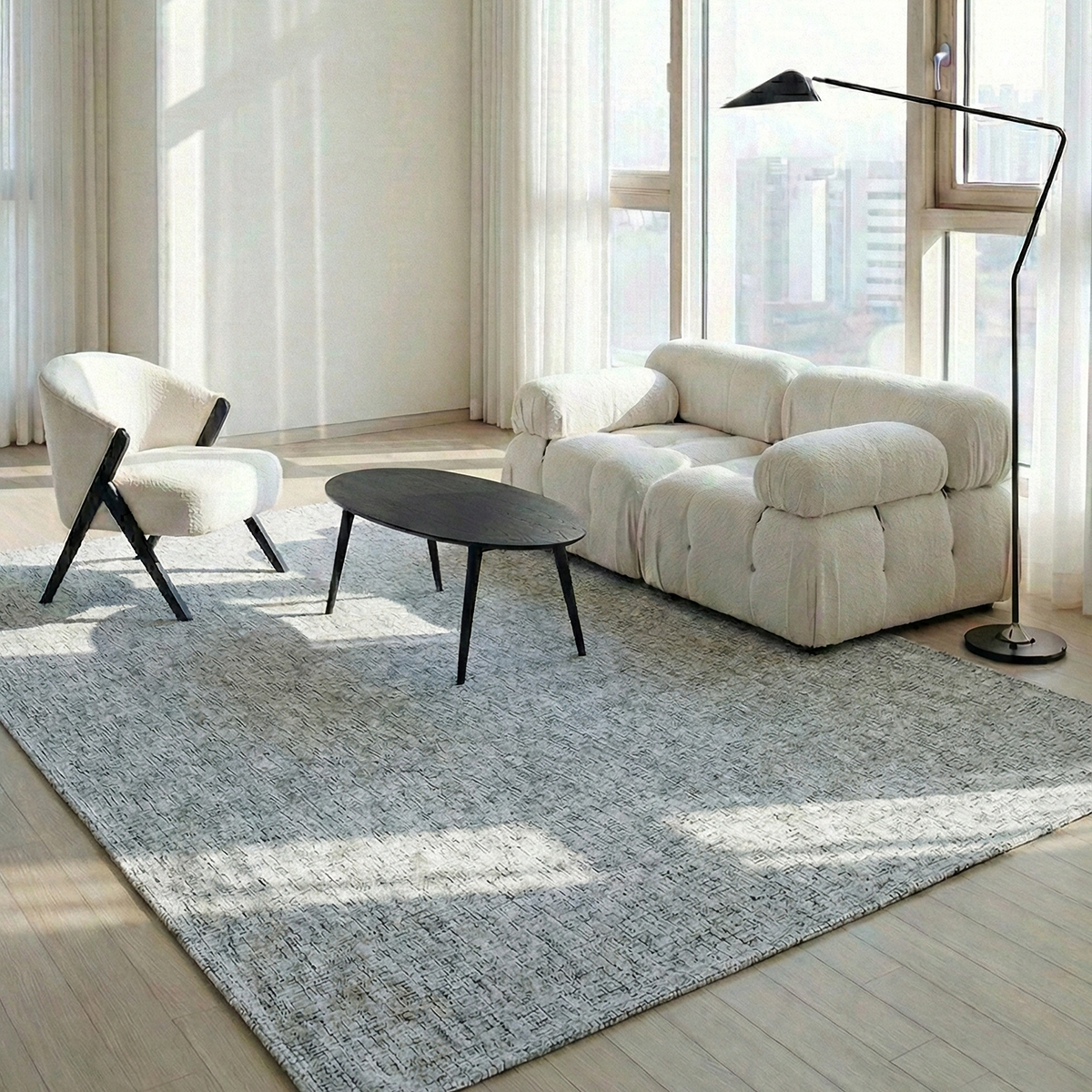 엠시베딩 워셔블러그 단모 먼지없는 사계절 방수 블랙스퀘어 대형 침실 식탁 러그