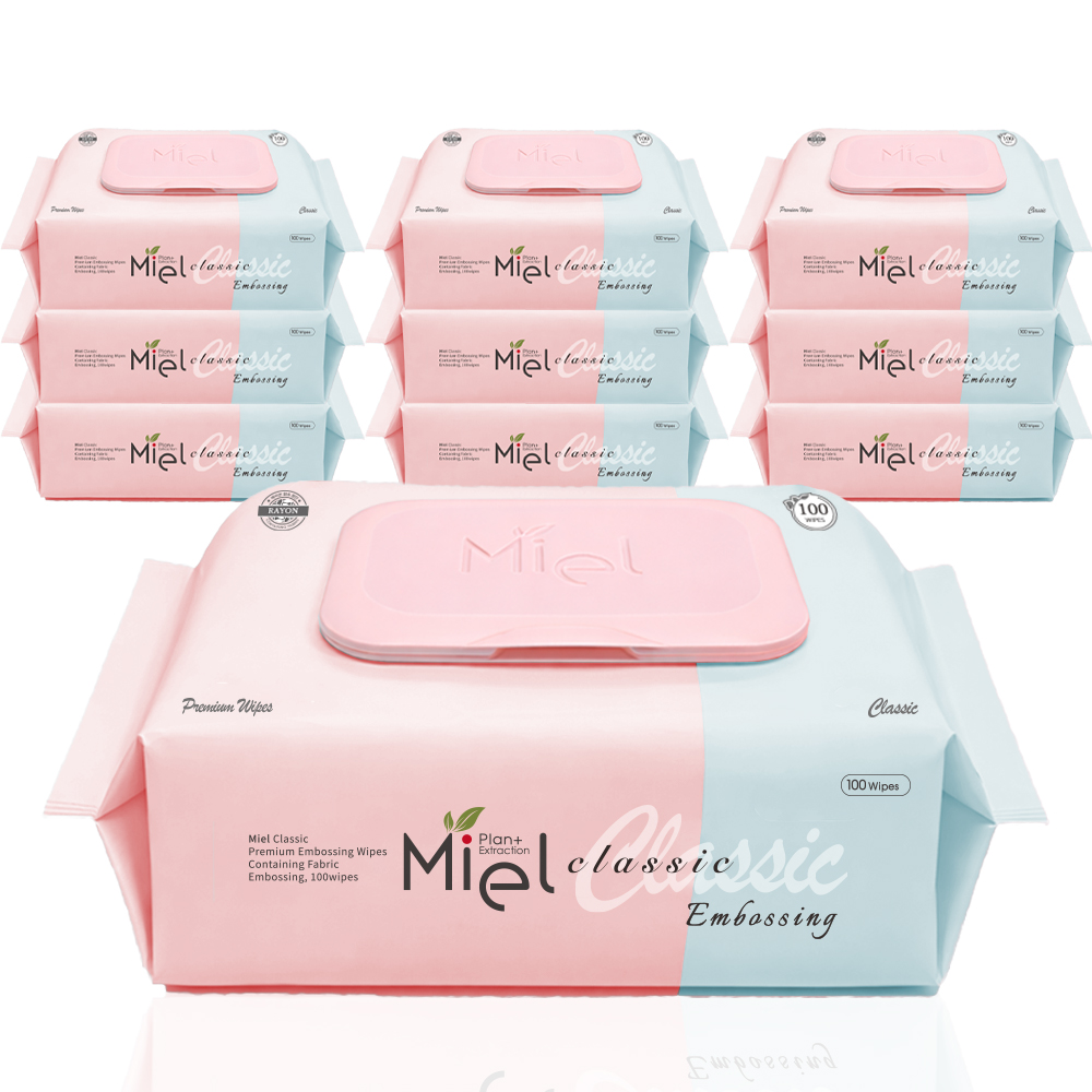 미엘 물티슈 클래식 캡형 100매 20팩 평량 50g 유아용 저자극 대용량
