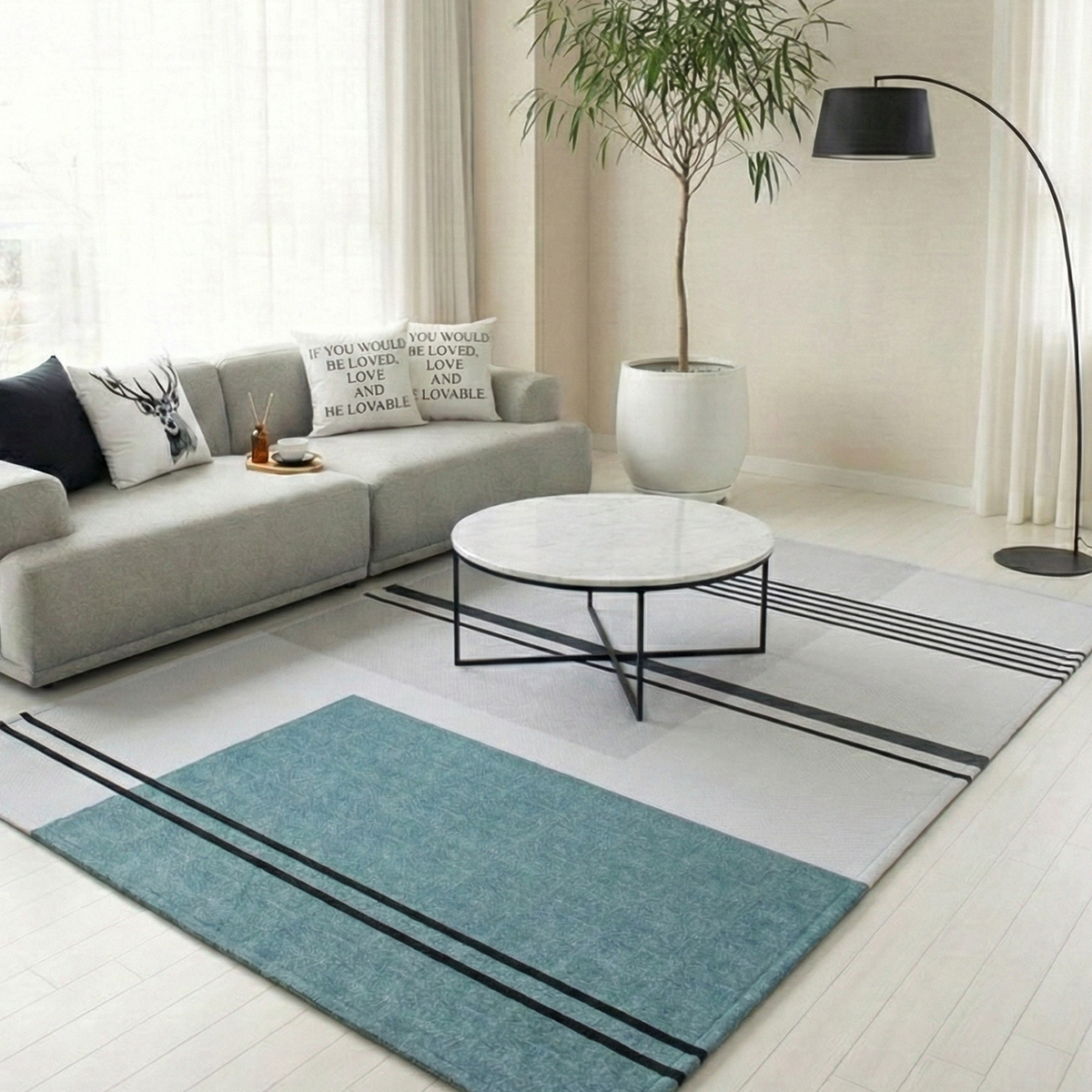 엠시베딩 워셔블러그 단모 먼지없는 사계절 방수 블랙스퀘어 대형 침실 식탁 러그