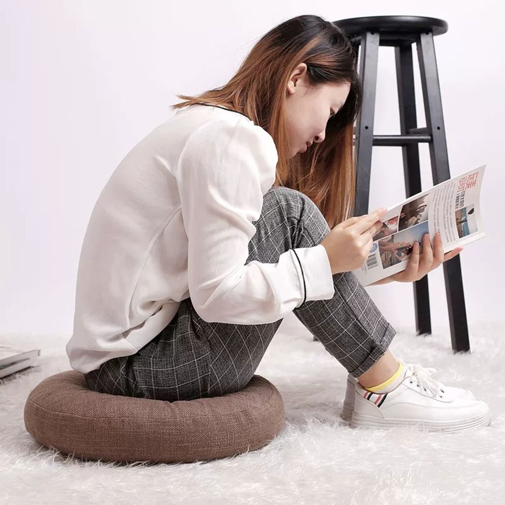 린넨 방석 원형 거 A. 뚱뚱한 패드 레드 웨이브, A. 세탁 불가 직경 40두께 10cm - 상세 이미지 4