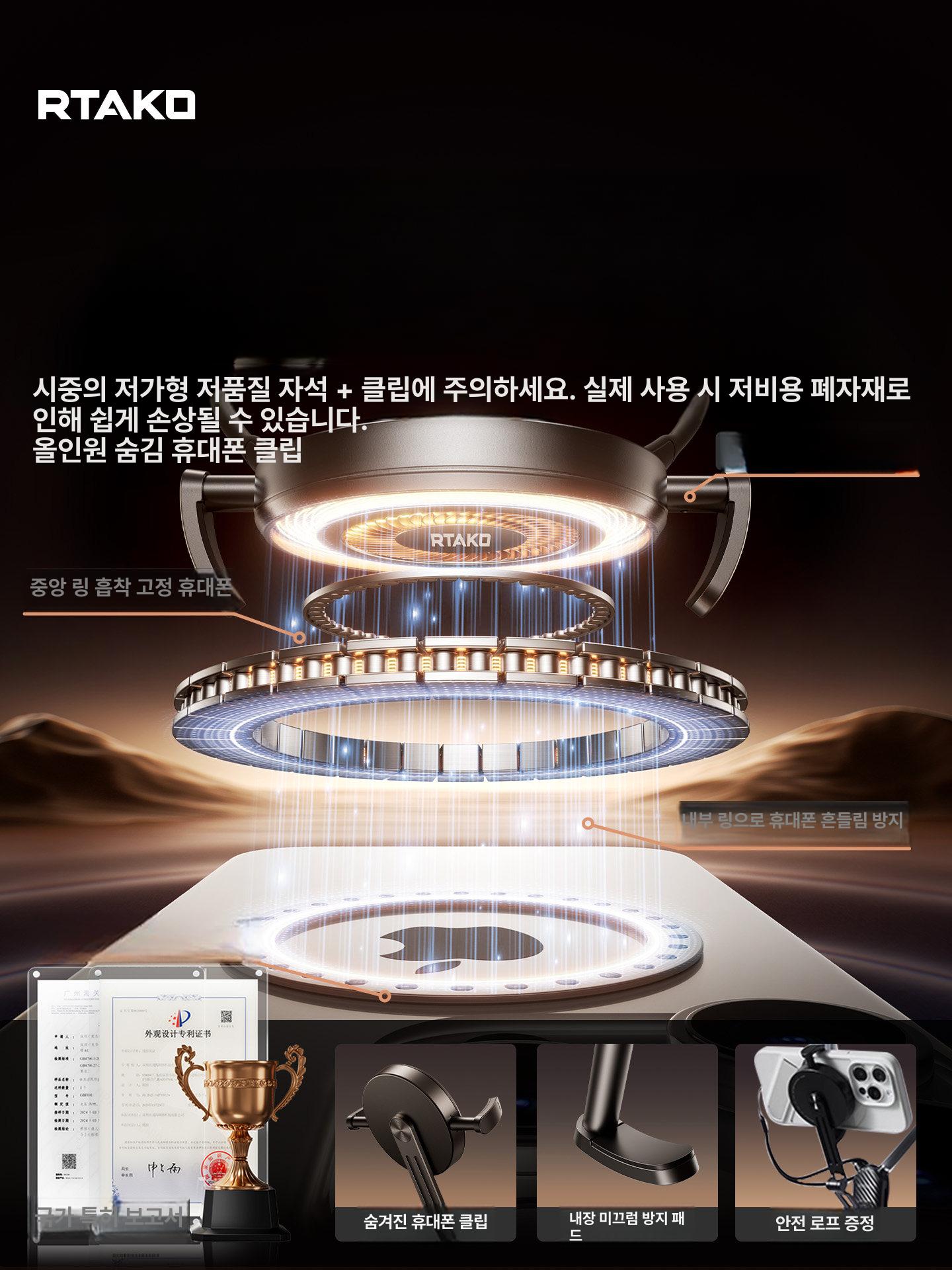 핸드폰 집게 거치대 고정 아크릴 강아지 애니멀 디자인 스포츠 카메라 1초 분리형 각도 조절 - 상세 이미지 3