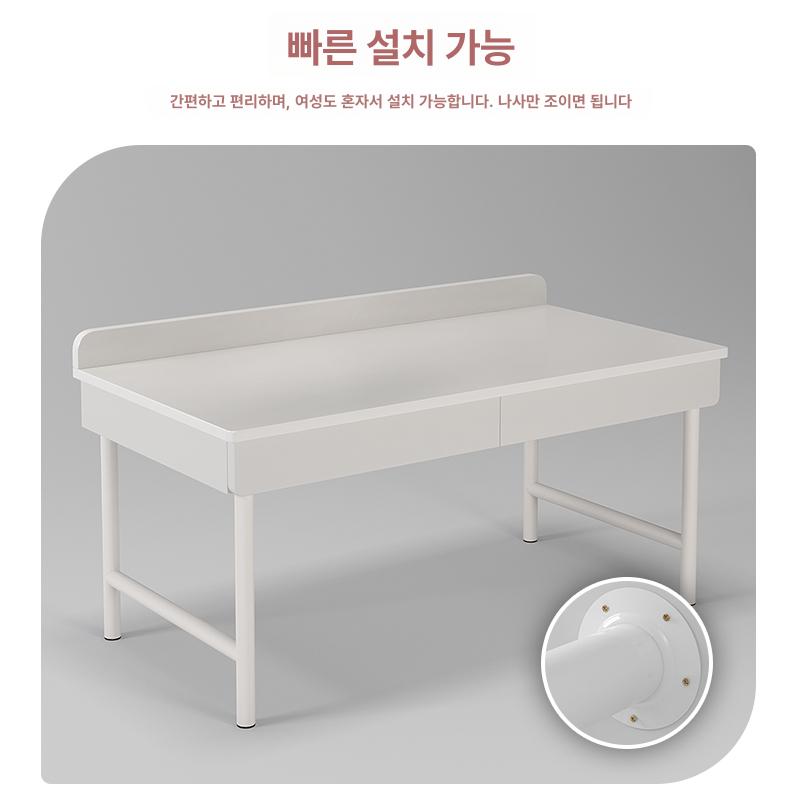1인용 소형 책상 원목 기숙사 컴퓨터 노트북 더블서랍 웜화이트 100 - 상세 이미지 5