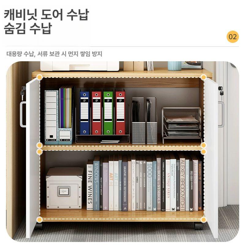 프린터 선반 데스크 서랍장 사무용 수납장 프린트 거치대 3단 노스아메리칸 2칸 60 34x59cm - 상세 이미지 5