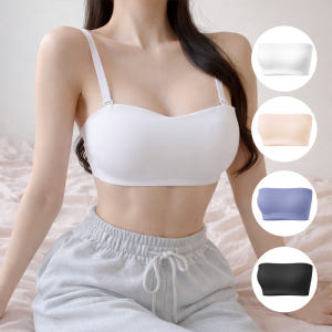 핑크앤다이아 매끈 실리콘 튜브탑 노와이어 심리스브라 끈없는 오프숄더 탱크... 착용 후기 | 사이즈/핏 총정리 - 상품 이미지 1