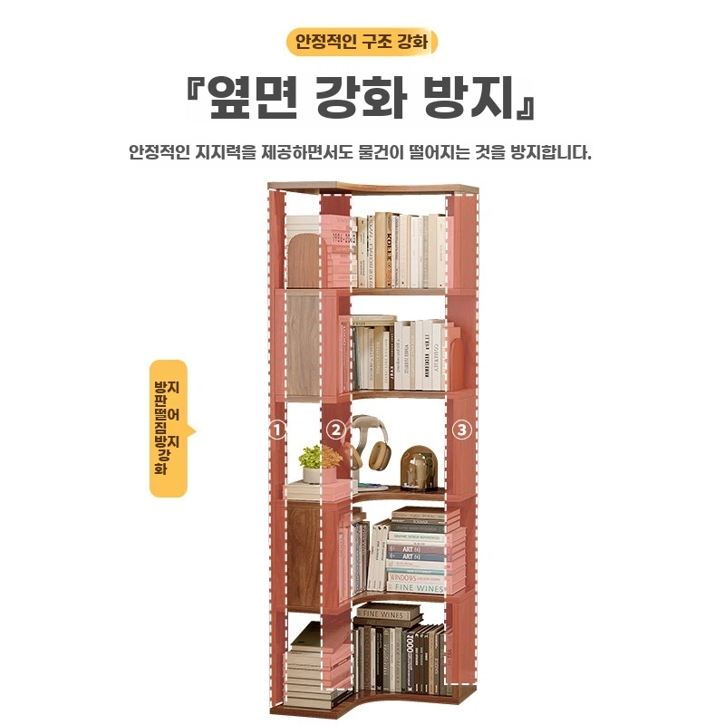 원목코너장 카페 사이드 공간 30x30x180cm오크 캐비닛 A. 5050170CM 월넛색 - 상세 이미지 5