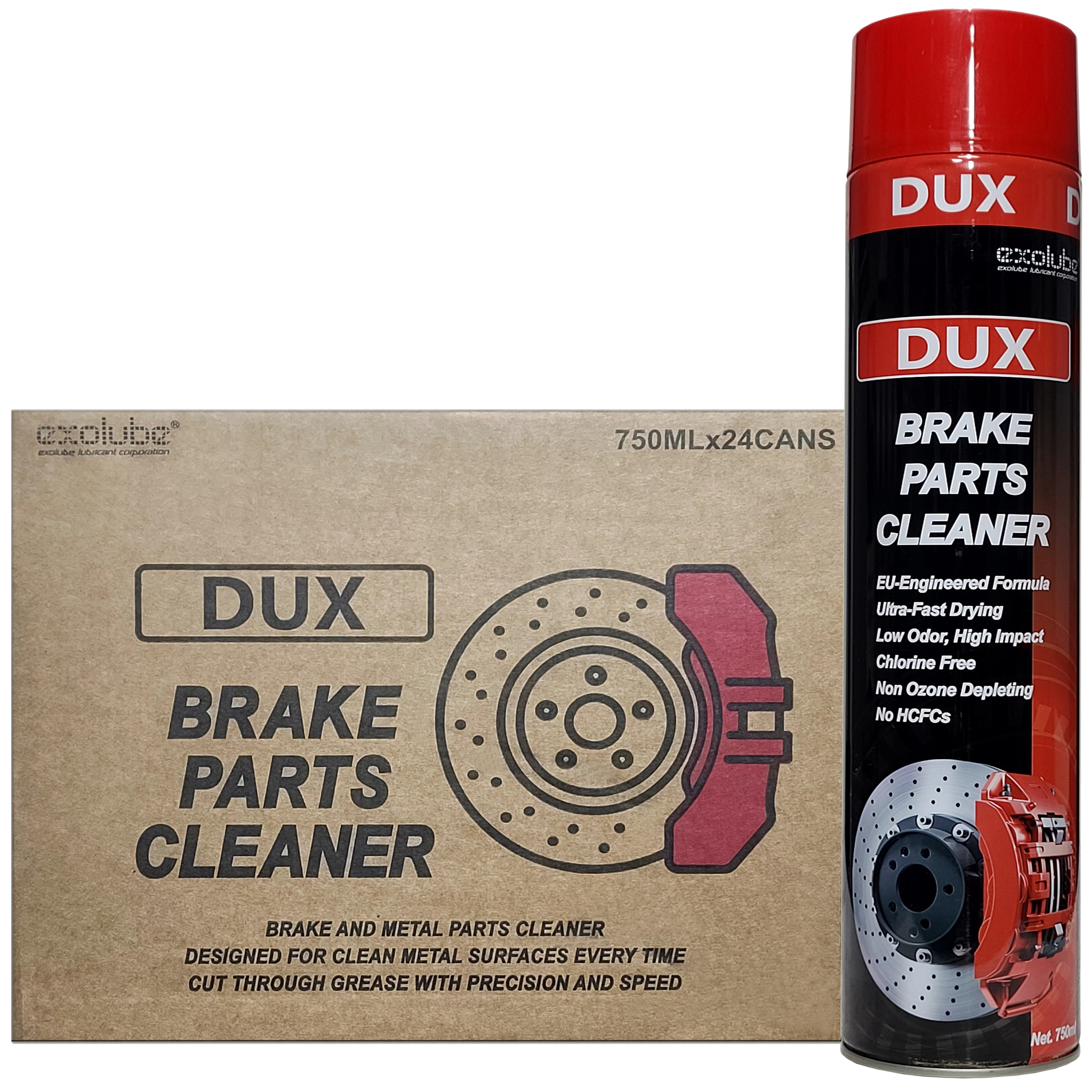 DUX 브레이크 파츠 크리너 750ml x 24개 1박스 18L 강력한 침투 세정력 및 속건성 기능 (작업자 보호 설계) - 상품 이미지