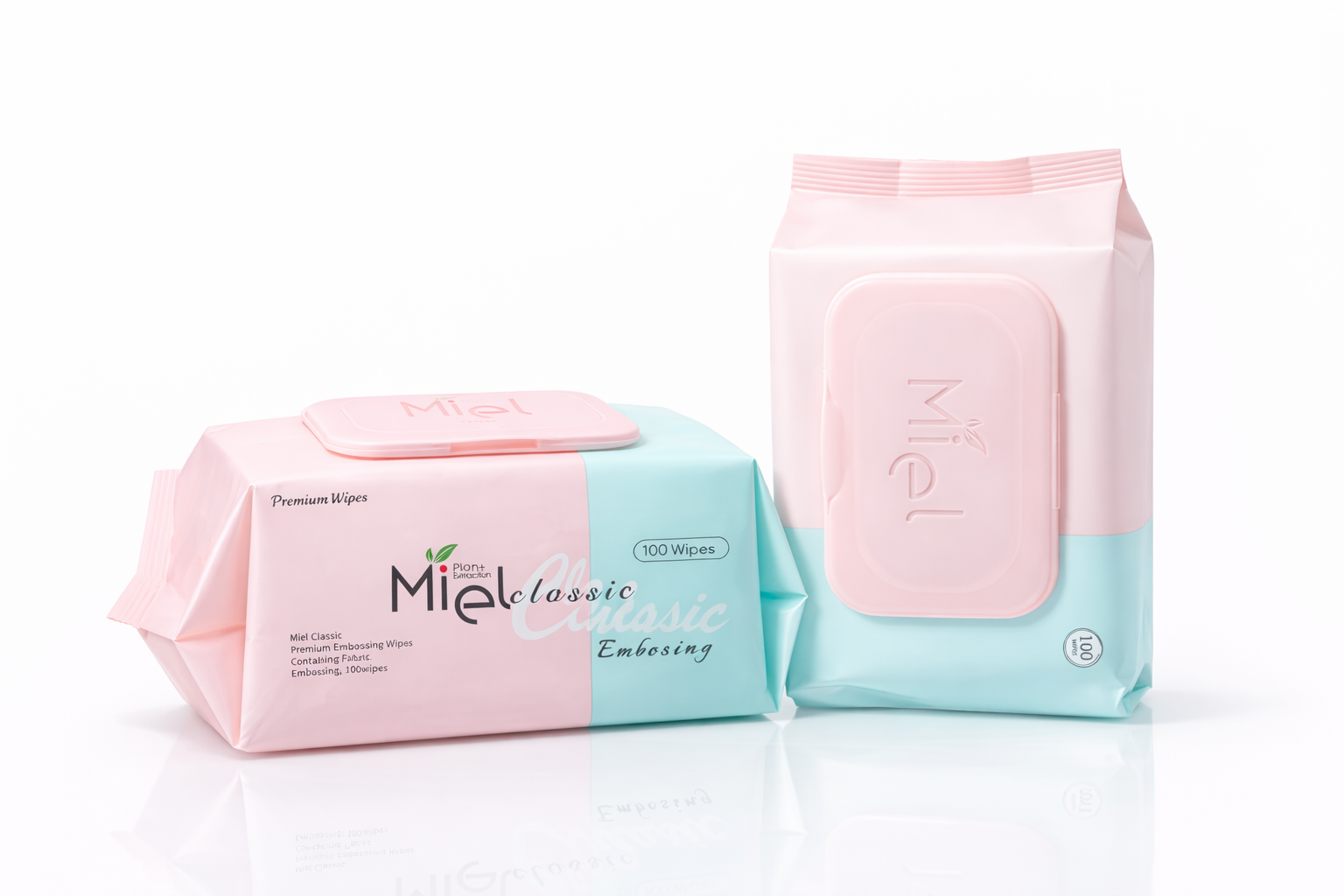 미엘 물티슈 클래식 엠보싱 캡형 100매 10팩 평량50g 저자극 안전한 순한 대용량