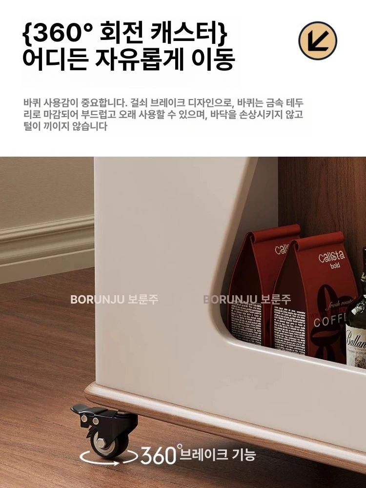 소파 선반 수납장 틈새 수납 보조테이블 협탁 원형 간이 화이트 자유 원목 상판 접이식 - 상세 이미지 4