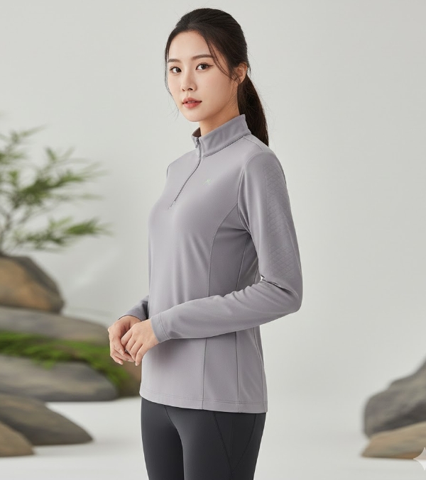 밀레 아웃도어 여성 간절기 무봉 반넥 집업 등산 티셔츠 - 상세 이미지 4