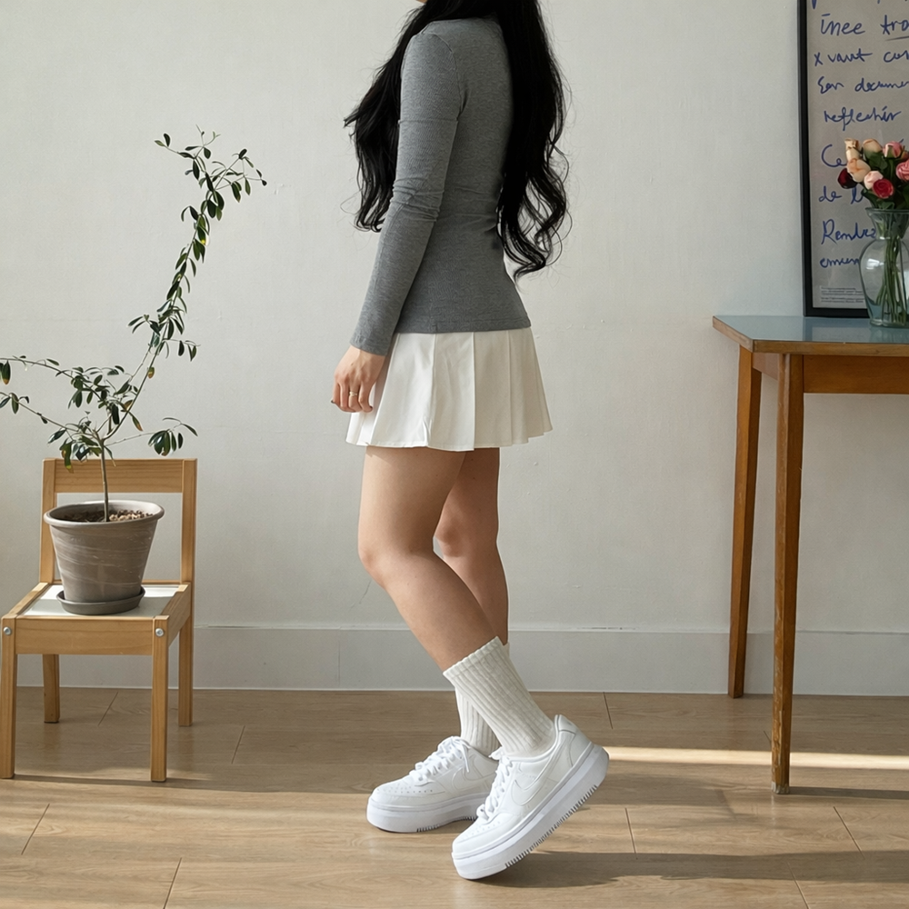 봄 원피스 레이어드 미니 플리츠 원피스 - 상세 이미지 4