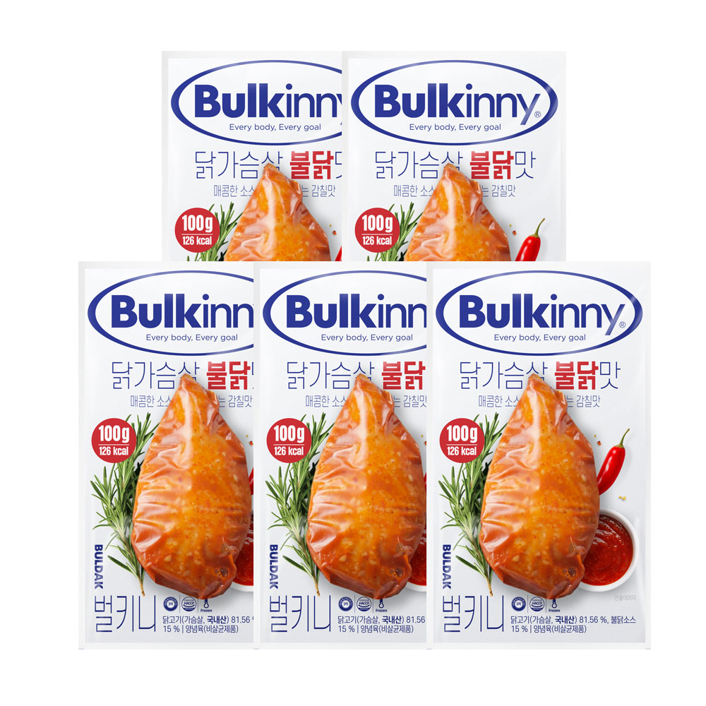 벌키니 통 소스 훈제 닭가슴살 슬라이스 불닭, 100g, 5개 - 상품 이미지