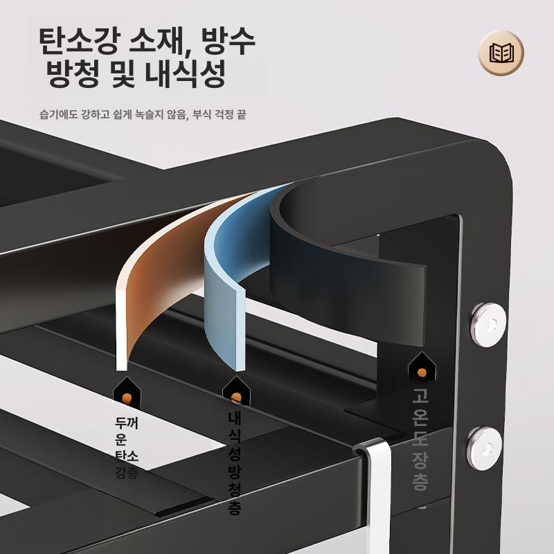 이동식 북트롤리 조립식 수납 선반 접이식 바구니 바퀴 건메탈그레이 4칸 50cm 60권 4개 - 상세 이미지 4
