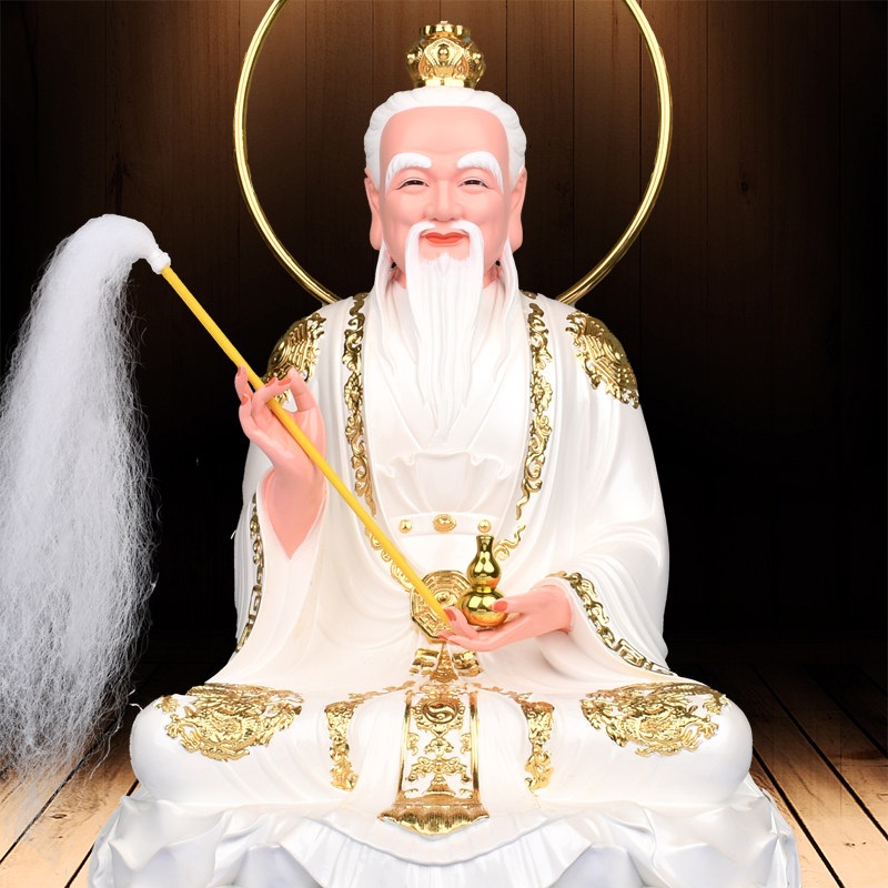 산신 할아버지 도자기 수공예채색 연꽃좌대 광배 백학지팡이 좌상 불교 신당 공양 - 상세 이미지 5