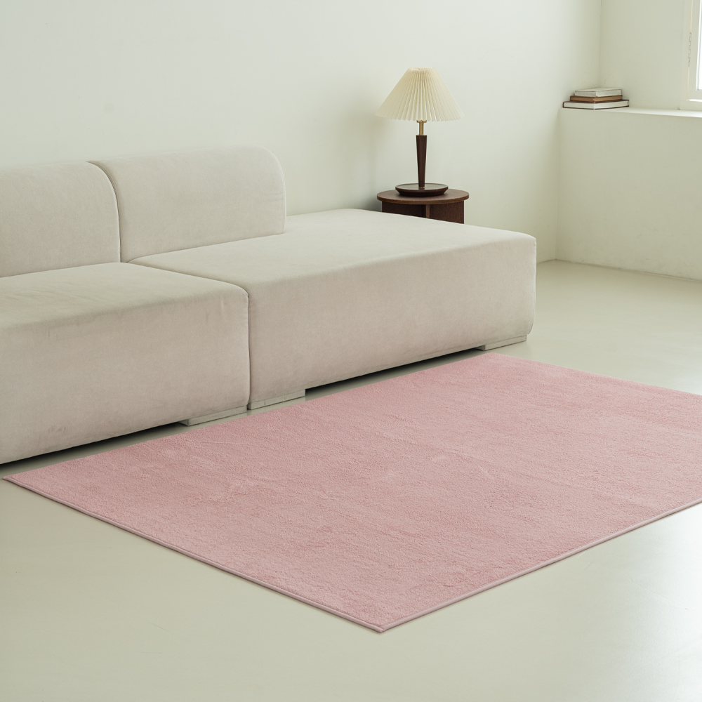 인룸 플레인 소프트 사계절 거실 러그 카페트 로즈 핑크, 100x100cm - 상품 이미지