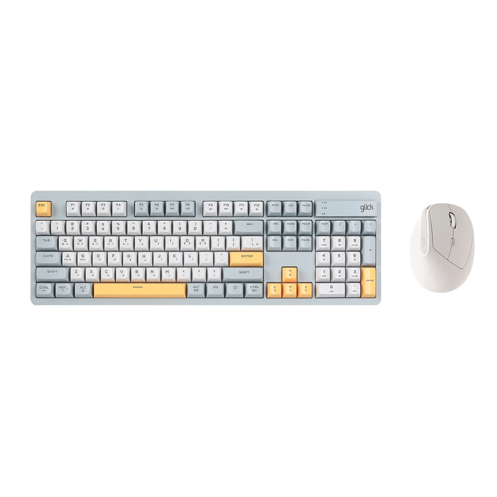 지클릭커 오피스프로 WMK560 사일런스M 무선 블루투스 키보드 버티컬 마우스 세트 98키 Navy Blue - 상품 이미지