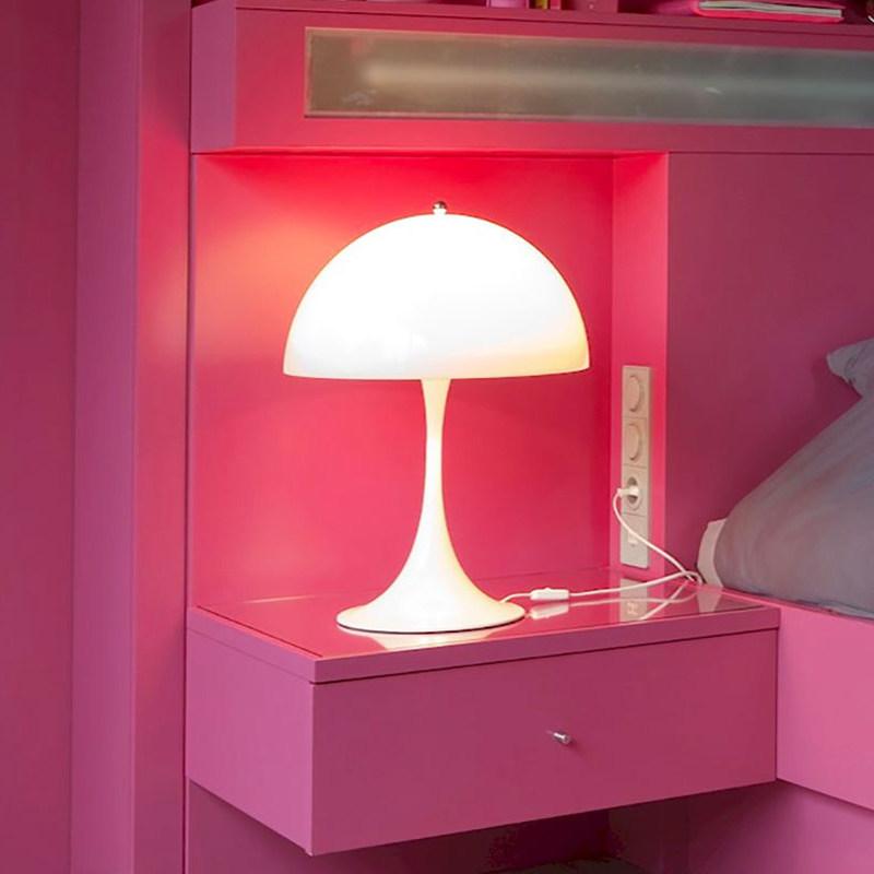 탁상 조명 밝기 조절 협탁용 테이블 책상 램프 서재용 스몰 화이트-지름 30cm 높이 42cm 버튼 스위치 - 상세 이미지 2