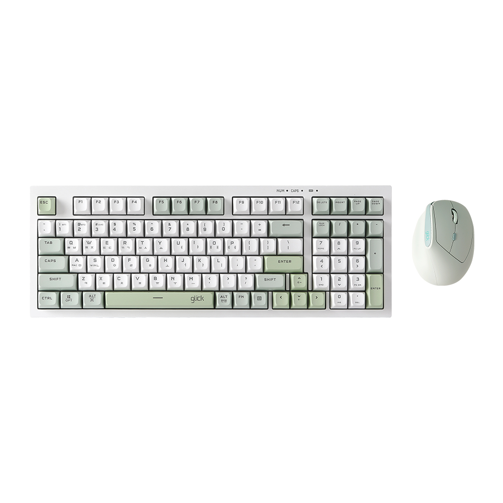 지클릭커 오피스프로 WMK560 사일런스M 무선 블루투스 키보드 버티컬 마우스 세트 98키 Greenwich RC1 - 상품 이미지