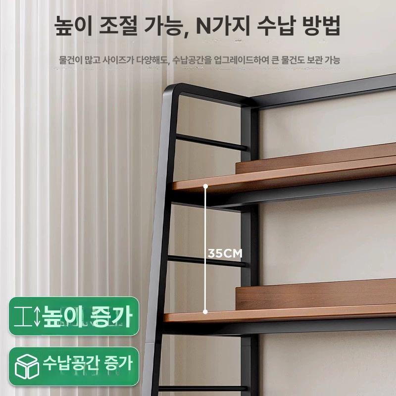 철제 수납선반 경량 렉 접이식 거실 진열장 다용도 5칸 다크월넛 100 x 35x180 - 상세 이미지 4