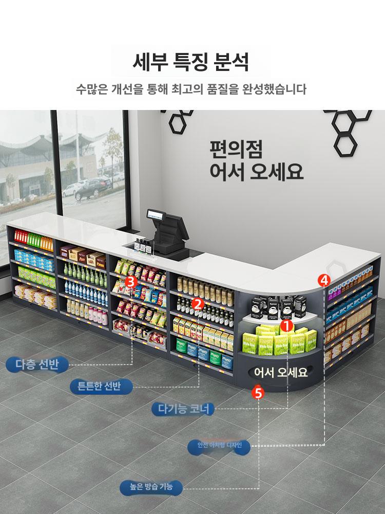 마트 계산대 마켓놀이 가게 진열장 베이커리 가게놀이 2.1m 코너 스타일 엔젤화이트 + 파마그레이 - 상세 이미지 5