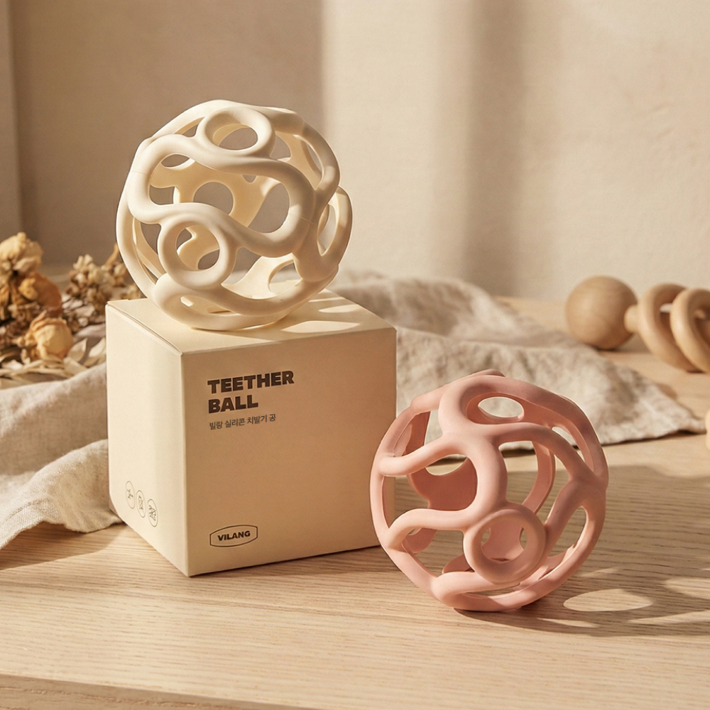 빌랑 실리콘 아기 공 치발기 소근육 감각 발달 촉감 볼